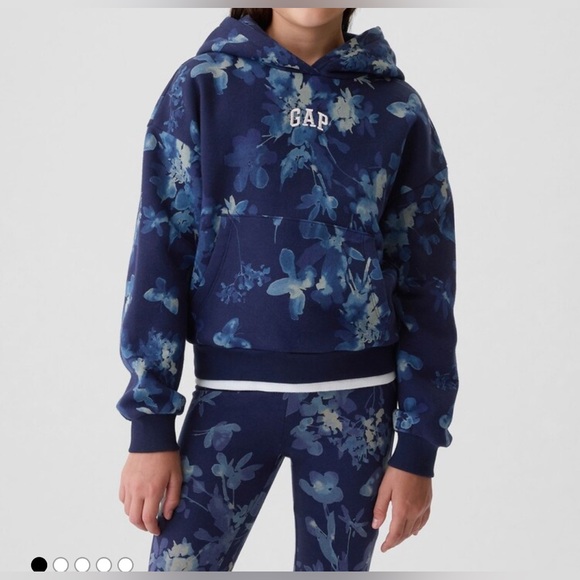 Gap Kids Girls Floral Butterfly Logo Hoodie sweatshirt  Navy Blue Size L (10) - Picture 1 of 6